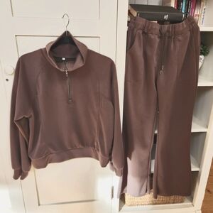 2 Piece Sweatshirt & Sweatpant Matching Set- Olive Size L
